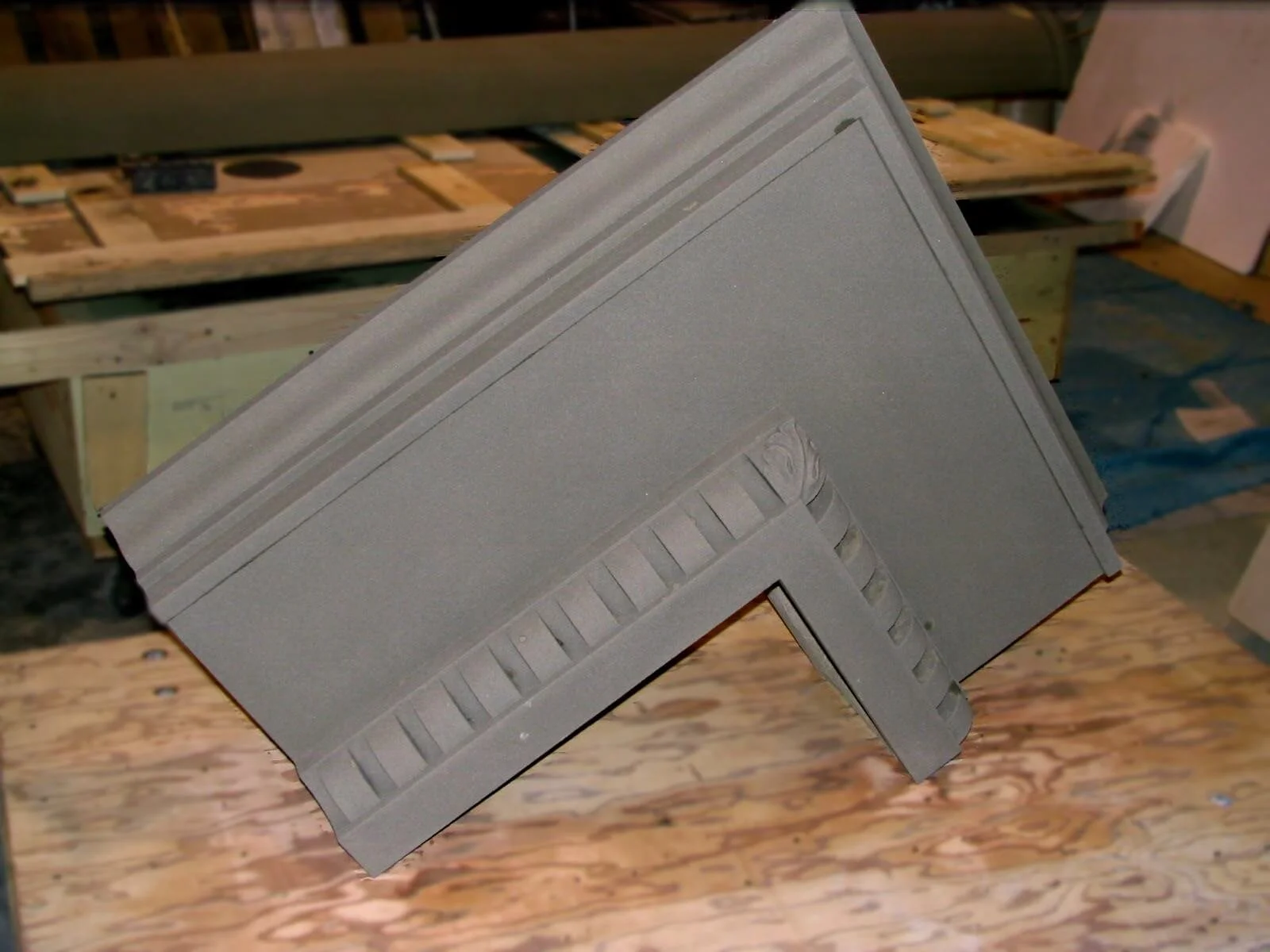 Close-up of a Glassfiber reinforced concrete part made to replace historic cast stone.