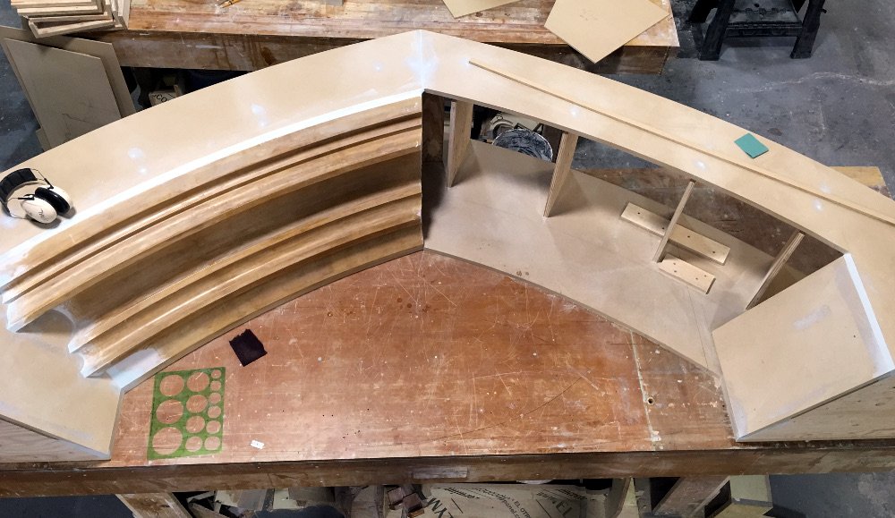 Model of door arch, MDF, plaster, foam, and polyester filler putty.