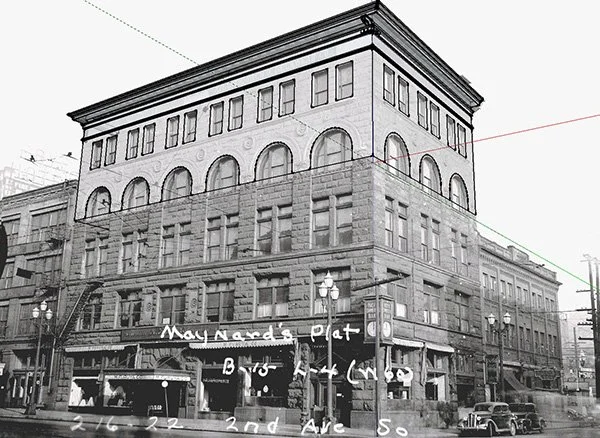 Historic photograph emphasizing section to be replaced. No original elements were available for duplication so all replacement parts were sculpted as new models.