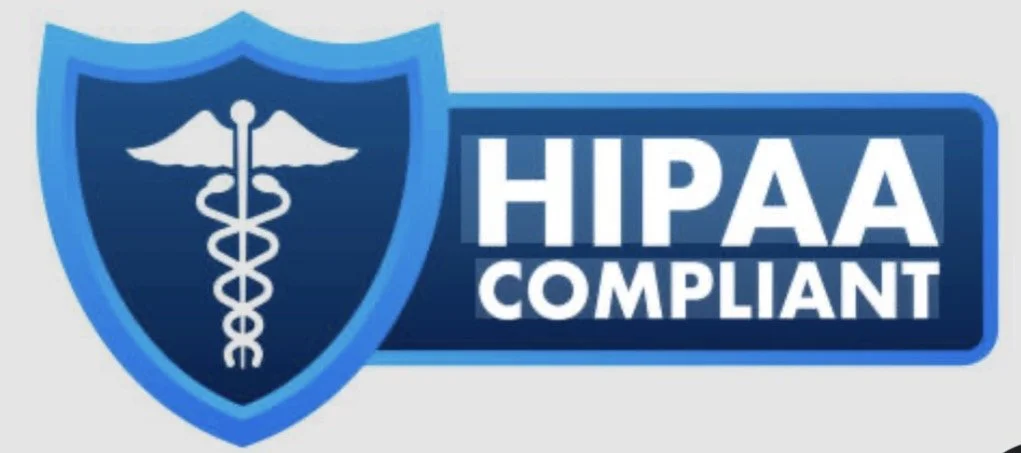 HIPAA compliant badge with shield and caduceus symbol.