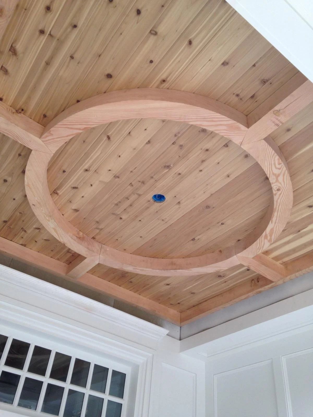 Our indoor modern timber pergola ceiling installed. 