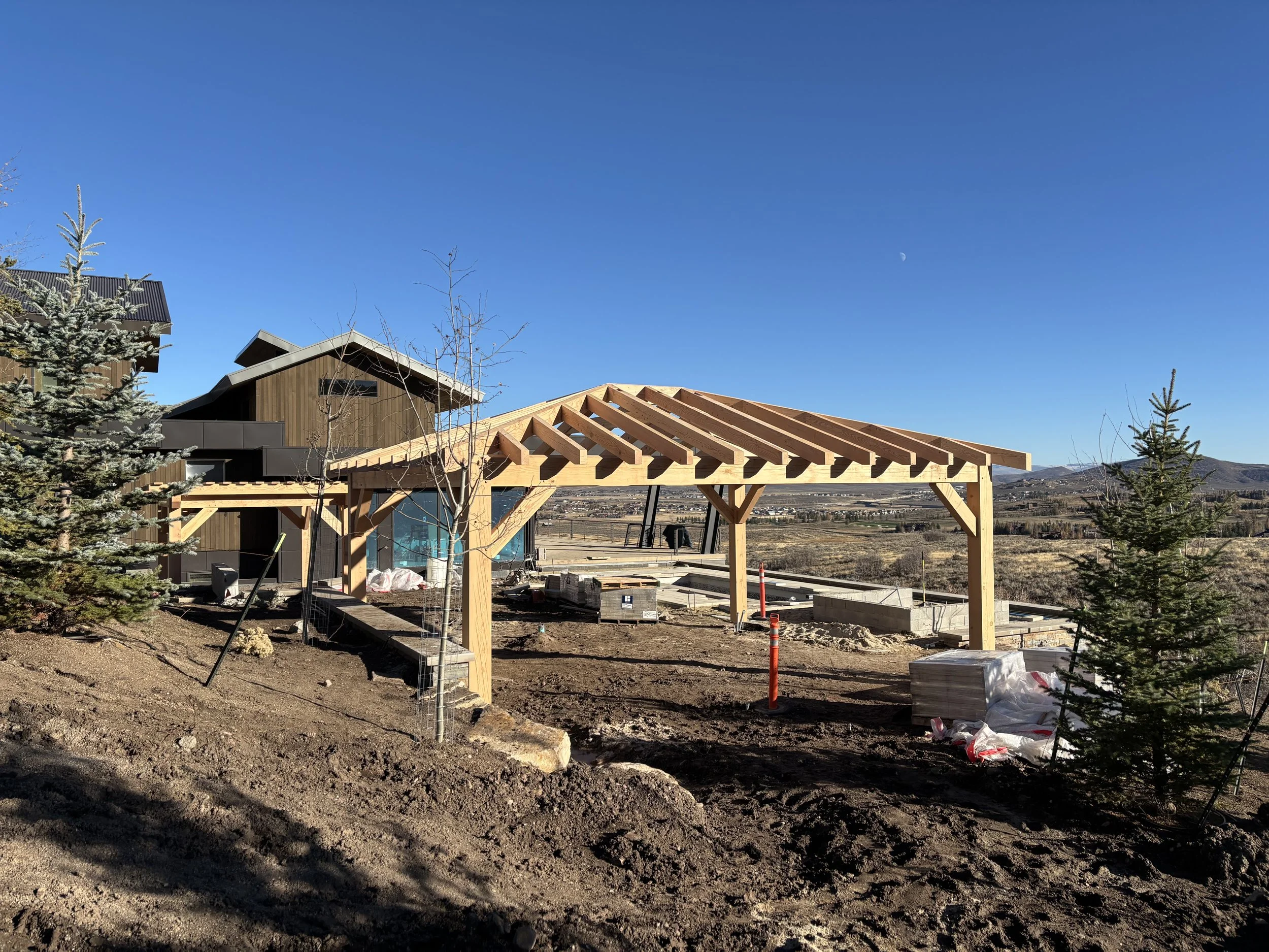 Two wooden pergolas built for an install.   