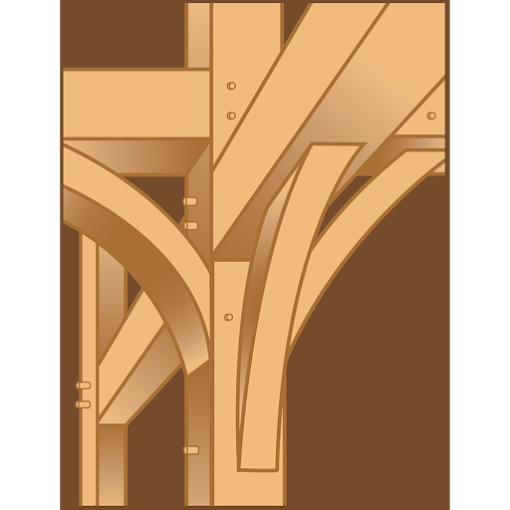 Geometric drawing of an outline square with sections divided by vertical, horizontal, and diagonal lines.