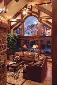 Living room with our exposed timber beams for interior design. 