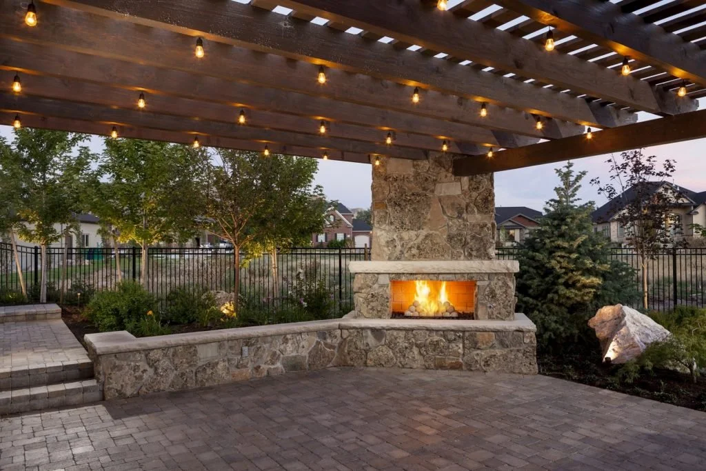 Outdoor patio pergola install with patio. 