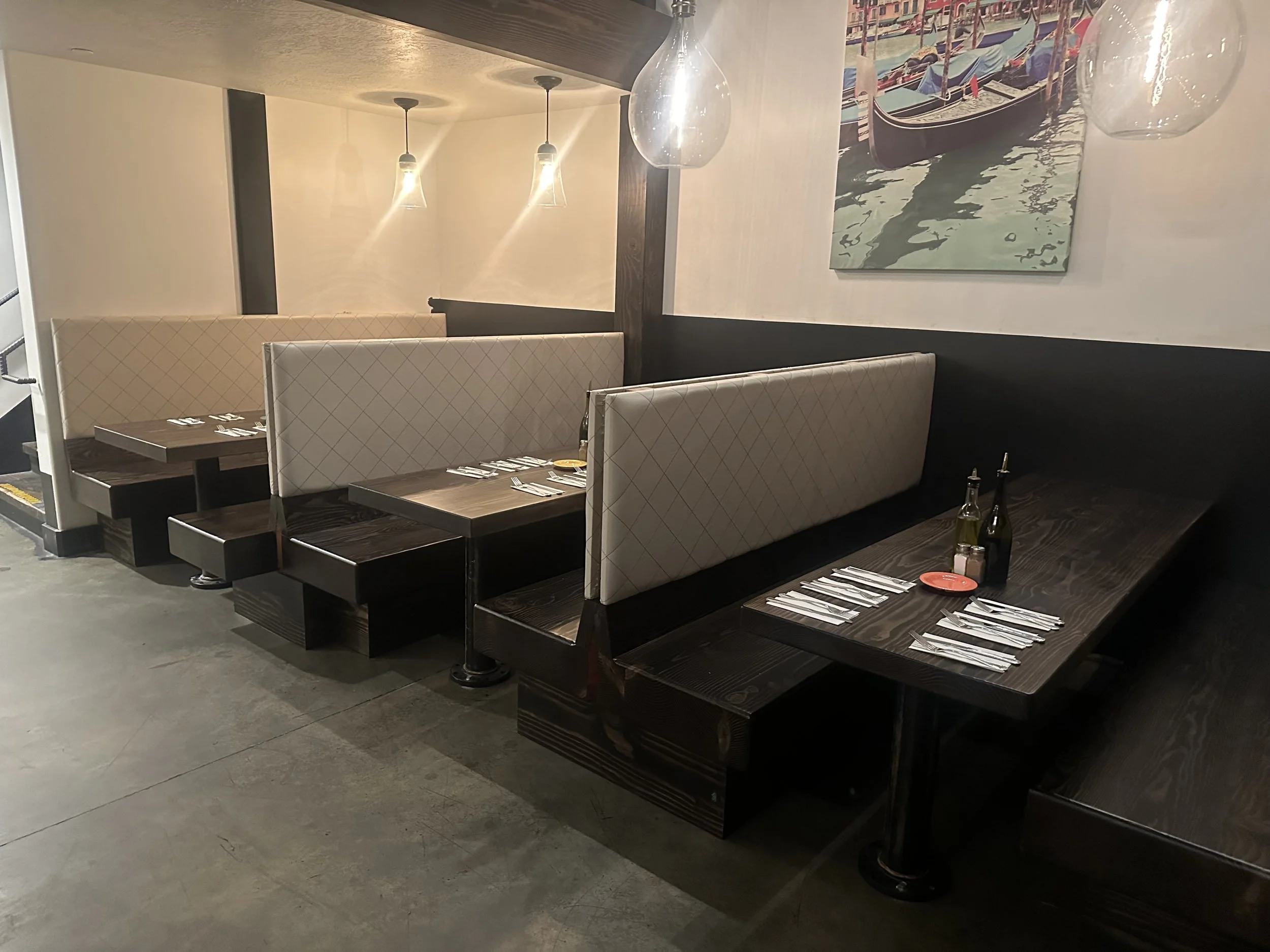 Restaurant themed benches, dividers, and structure installs for local business owners throughout Utah.  