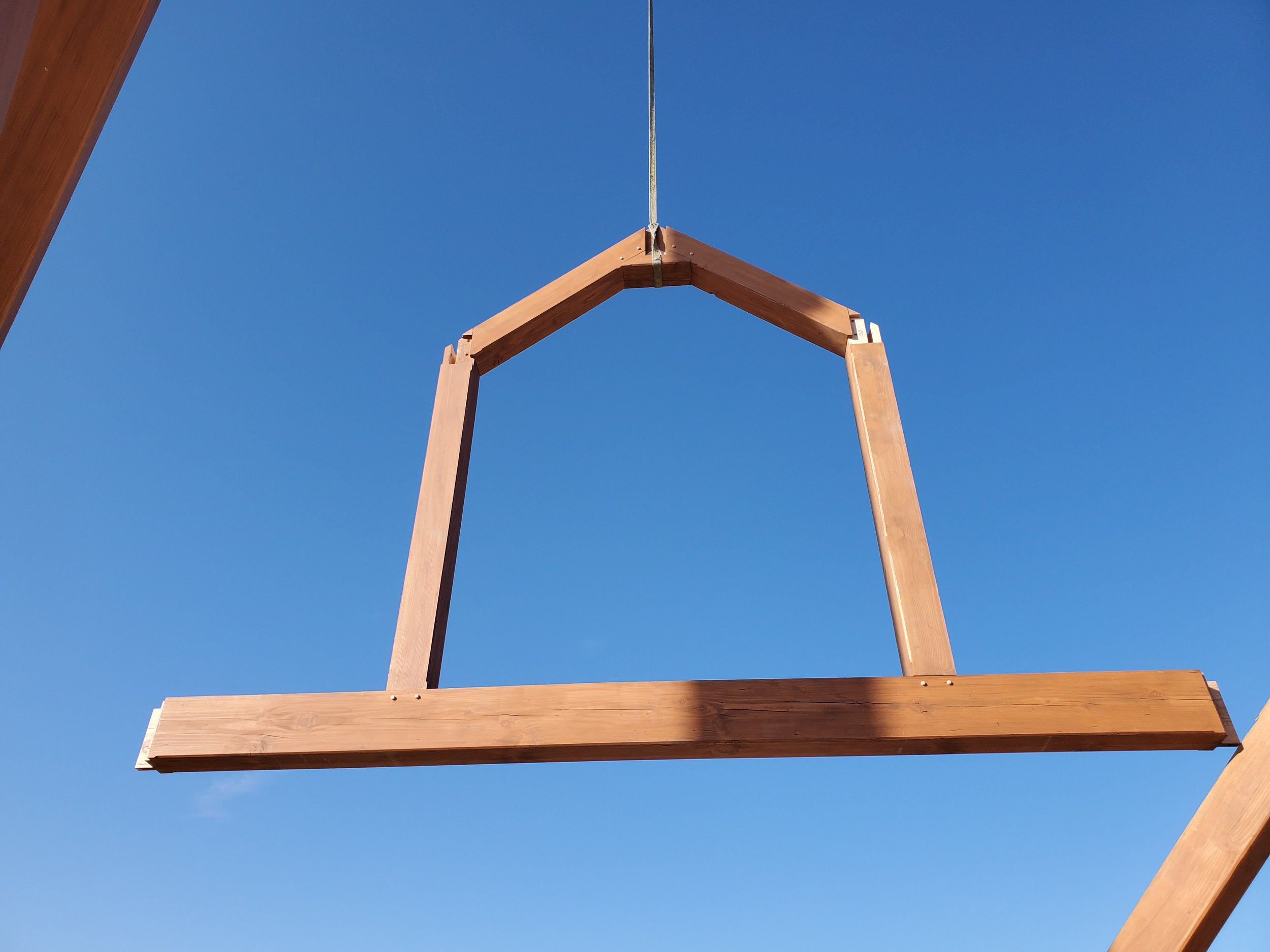  One of our heavy timber frames being installed onsite by our team. 