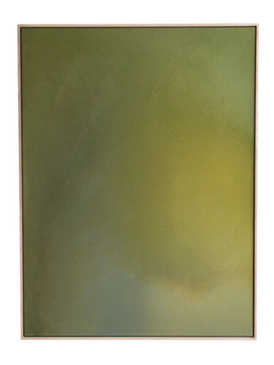 a painting of green and yellow blended to look like morning dew