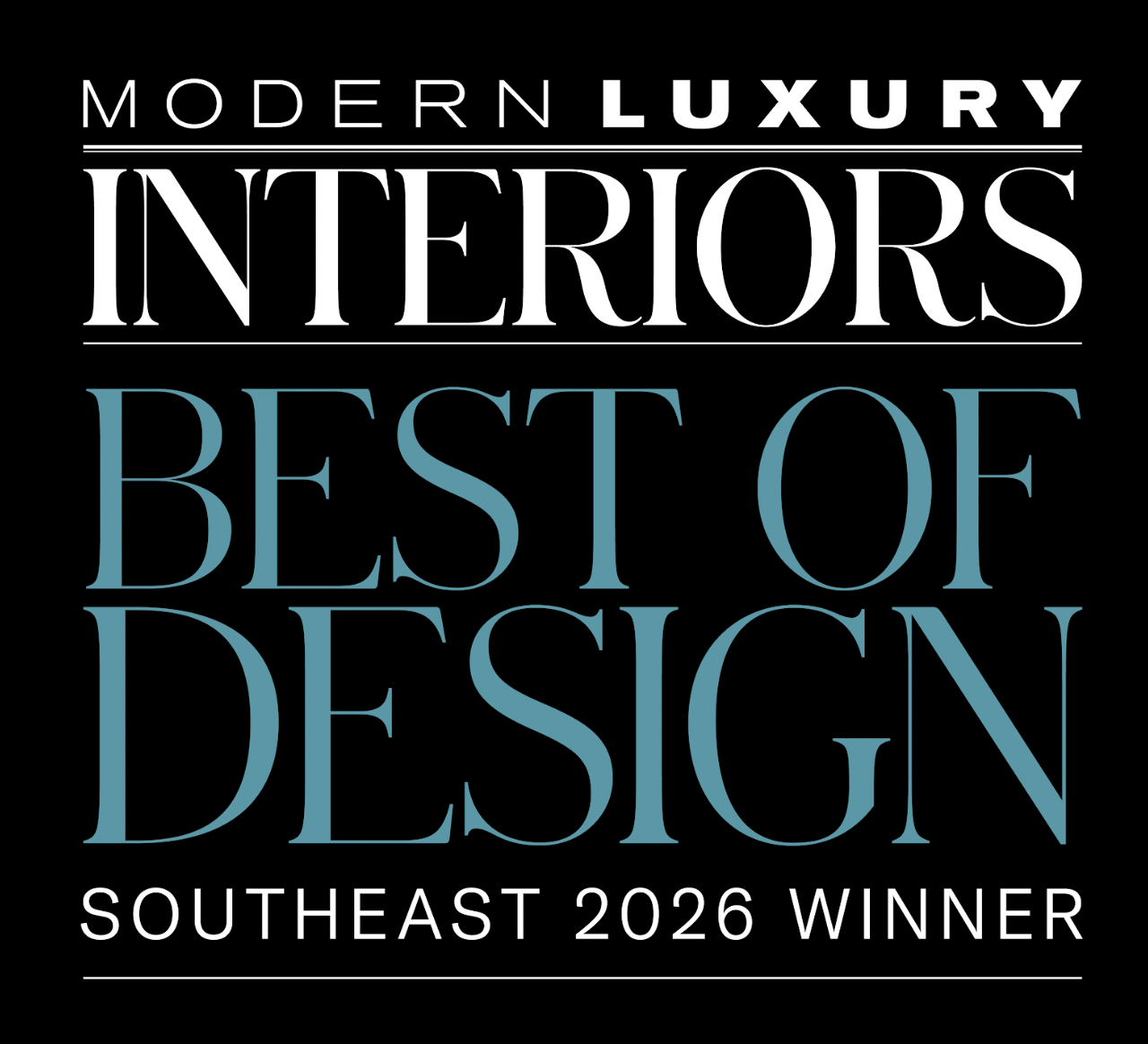 Award logo for Modern Luxury Interiors Southeast 2026 Winner.