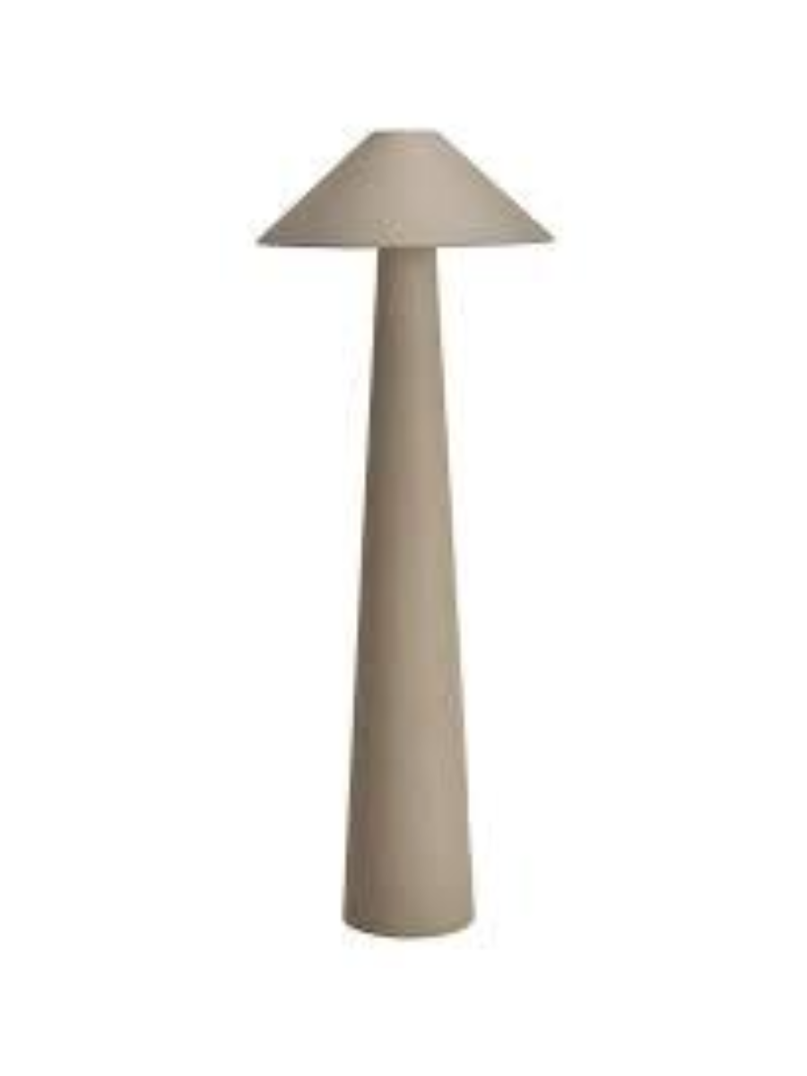 Round linen floor lamp in natural color
