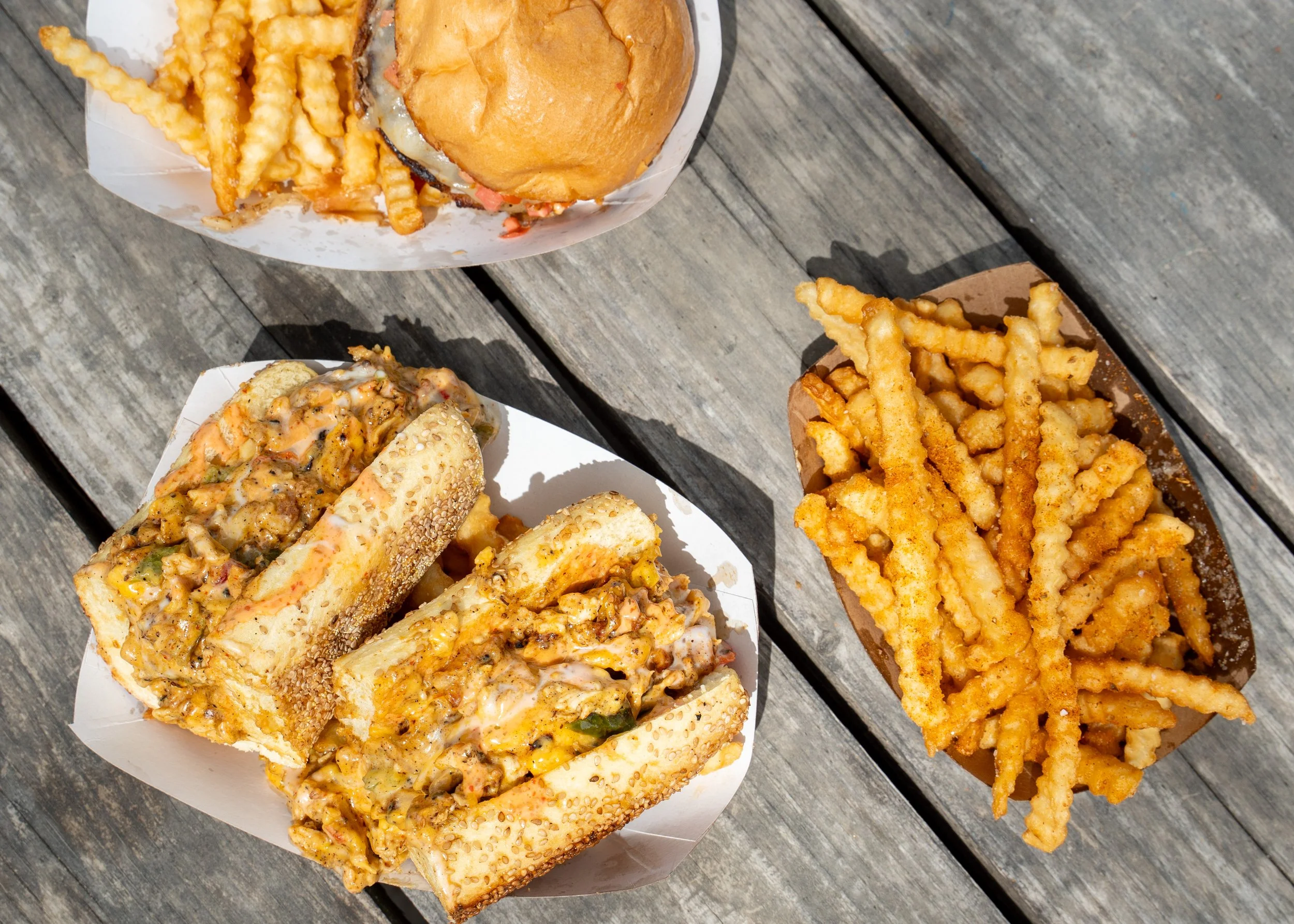 Rollin Ghost PoBoy Fries and Burgers and Fries
