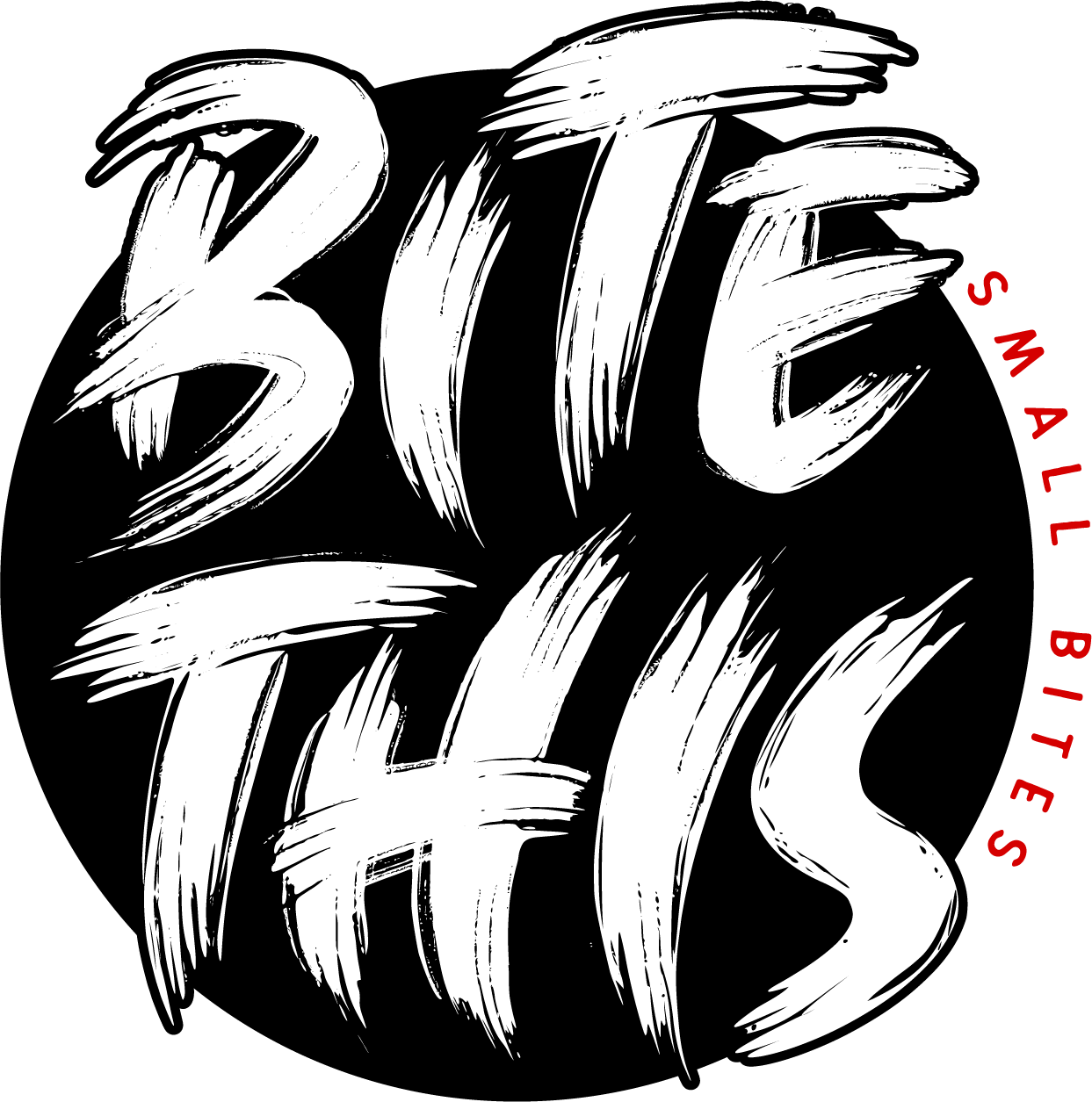 Bite This: Small Bites Logomark in Red, White and Black