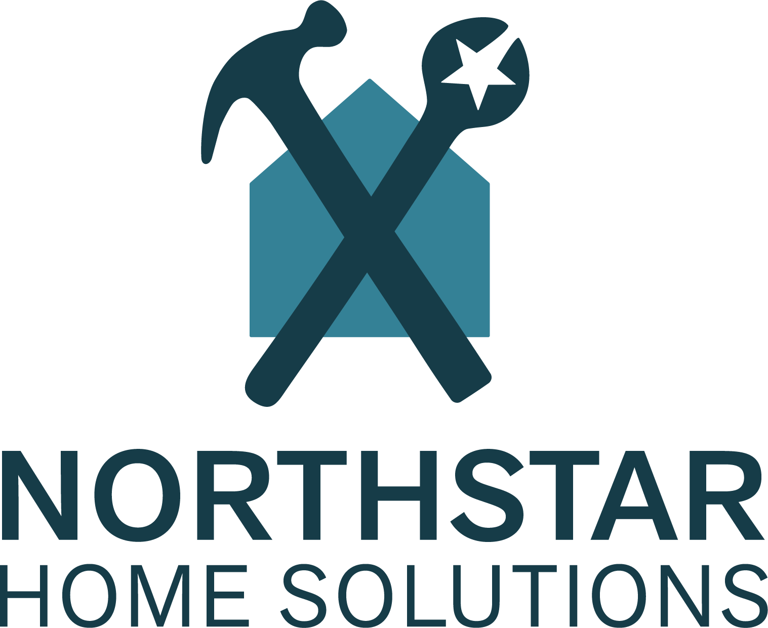 Logo of Northstar Home Solutions featuring a hammer and a wrench with a star within a house shape.  Underneath there is text that reads "NorthStar Home Solutions".