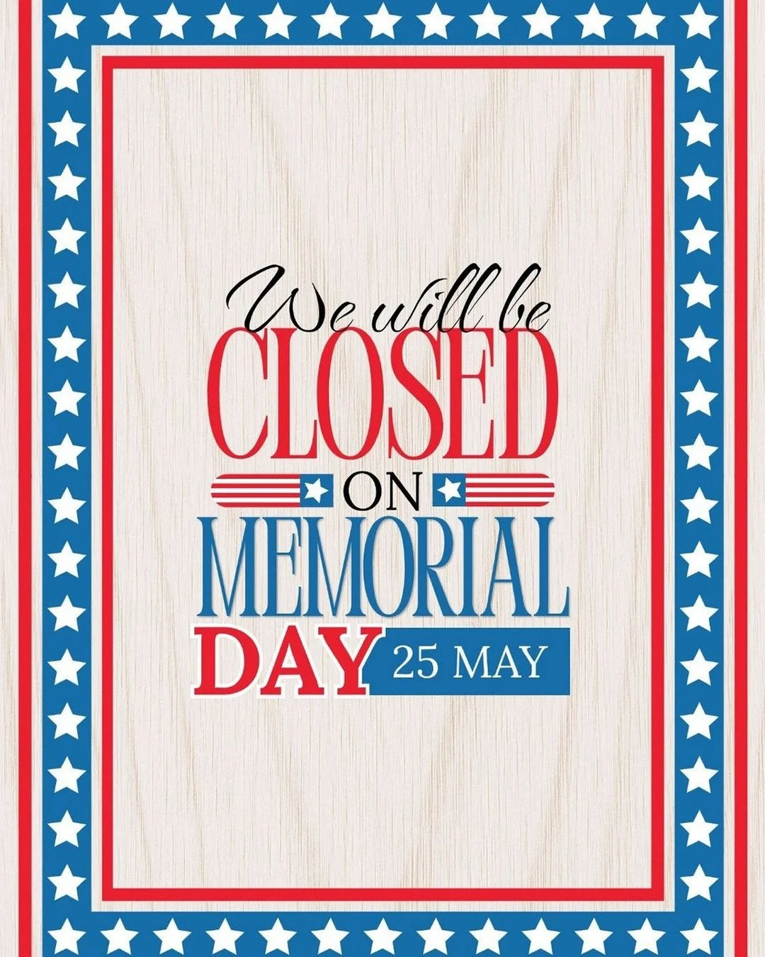 In observance of Memorial Day, our office at The Residences at Eastwood will be closed on Monday, May 25th.
 ❤️🤍💙We hope everyone has a safe and relaxing holiday weekend!