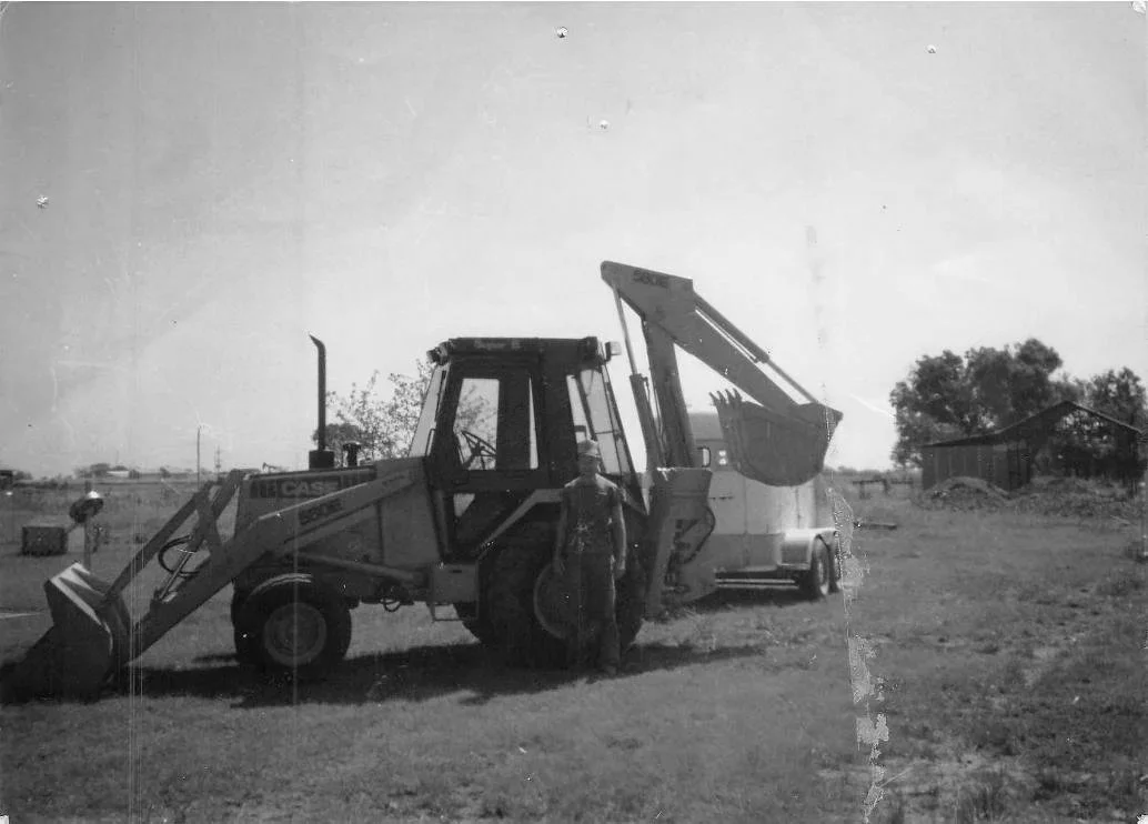 Bret Barnhart jr's dad with his first excavator