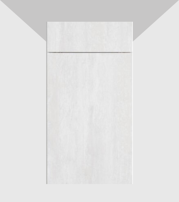 A white, wooden cabinet with a closed door and a small, horizontal opening at the top.