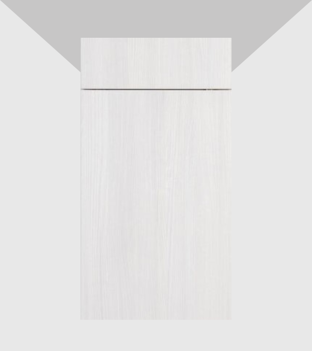 Close-up of a white door with a horizontal seam near the top.