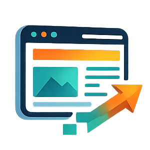 Digital dashboard with charts and an upward arrow indicating growth or progress.