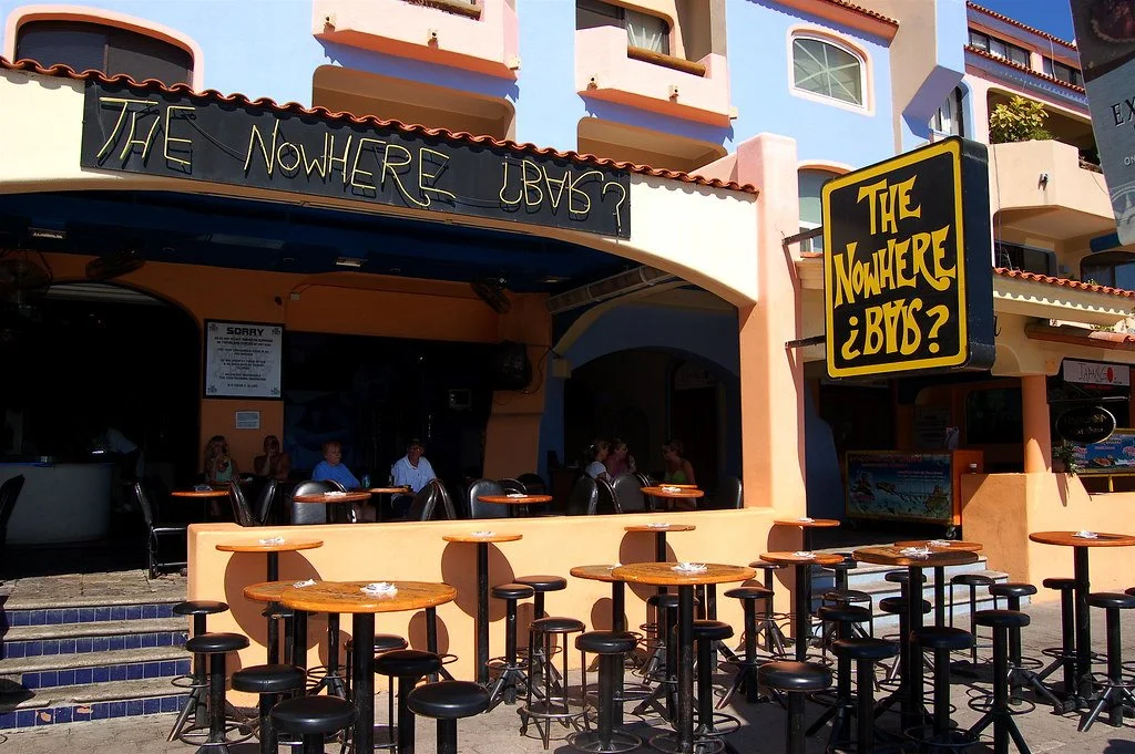 The Nowhere bar during the day before the part has started. In the Marina of Cabo San Lucas
