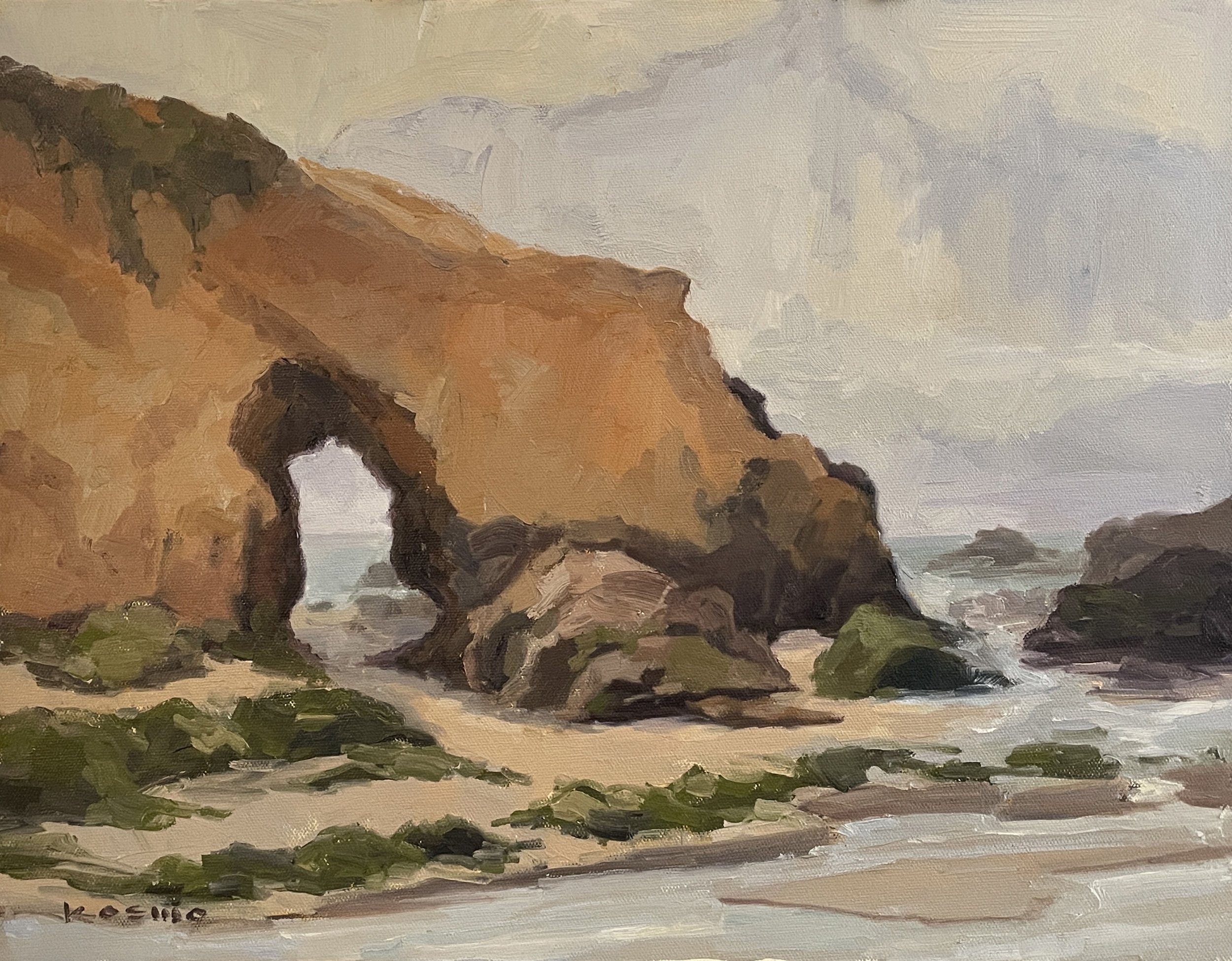 "Low Fog, Low Tide,"
On Location, Pescadero, 14x18, Oil