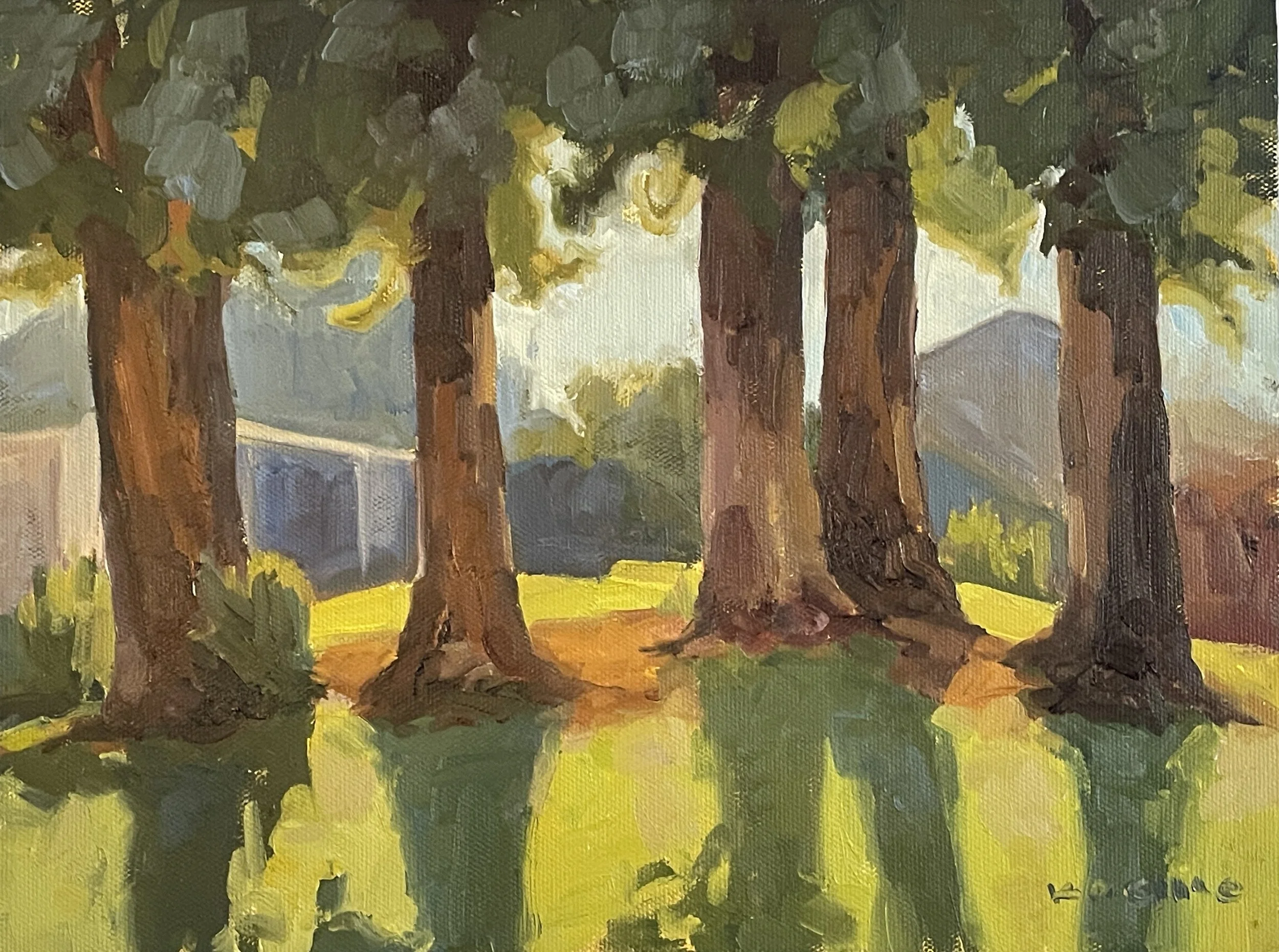 "Morning in Jade Park,"
On Location, Jade Park, Capitola, 9x12, Oil
