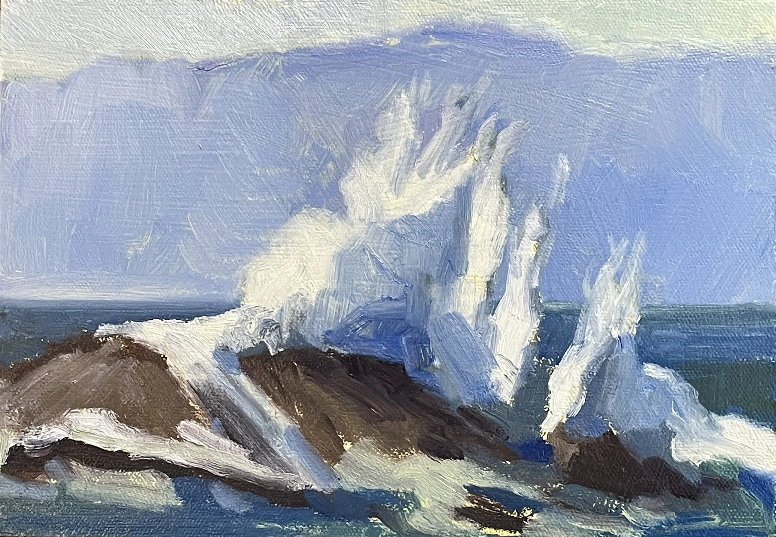 "Cold Winter Wave,"
On Location/Memory, 7 x 10, Oil