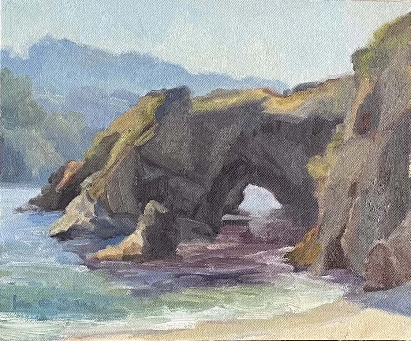 "Amethyst Jewels of Low Tide,"
On Location, Portuguese Beach, Mendocino, 9x12, Oil