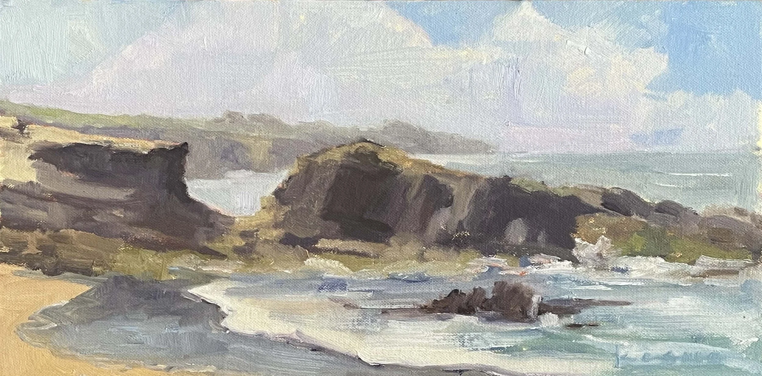 "Spring Light in the Air,"
On Location, Pescadero, 8x16, Oil