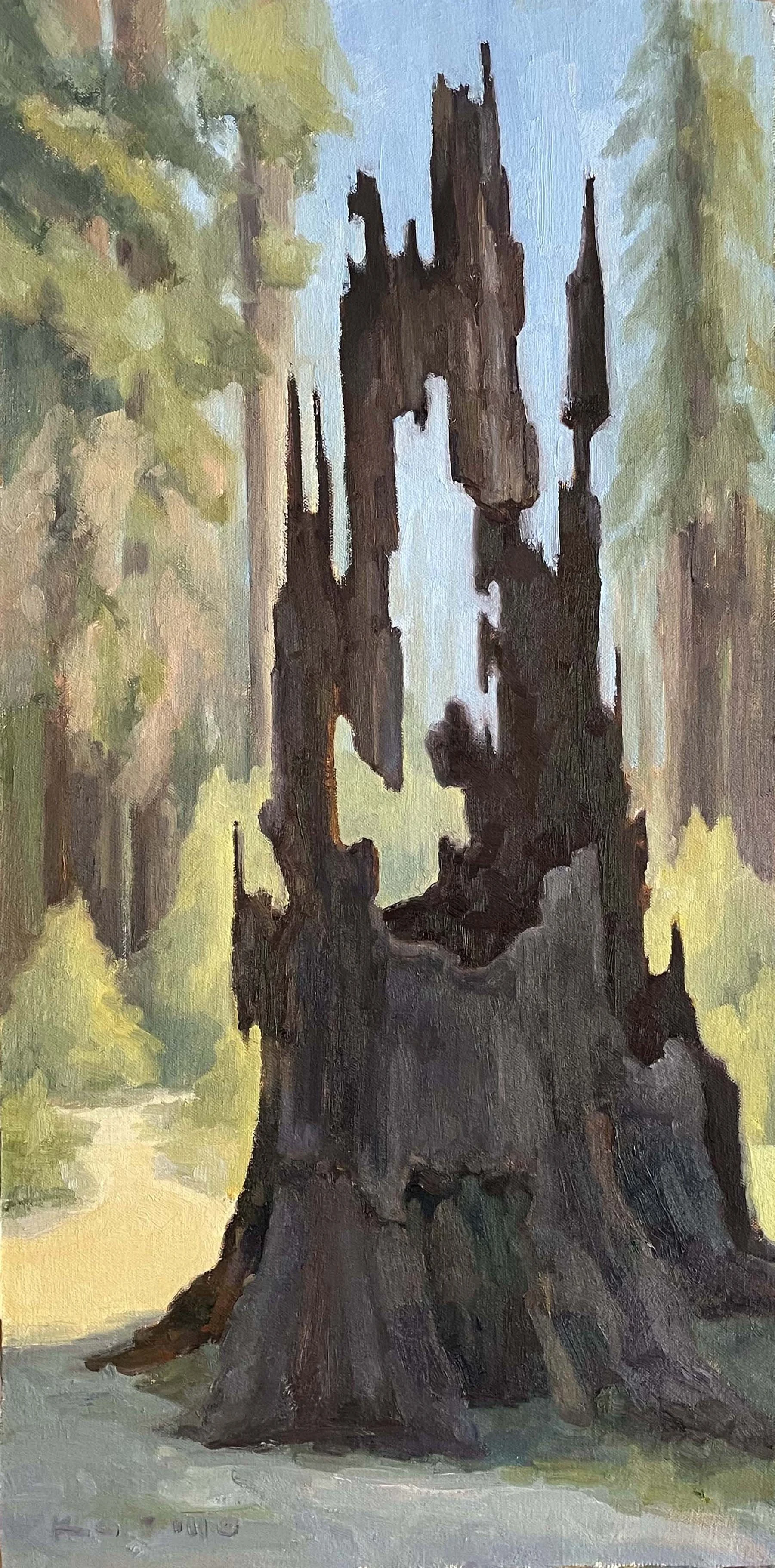 "The Death Chant Still Whispers, The Song of the Redwood-Tree (after Walt Whitman),"
On Location, Big Basin State Park, 12x124, Oil