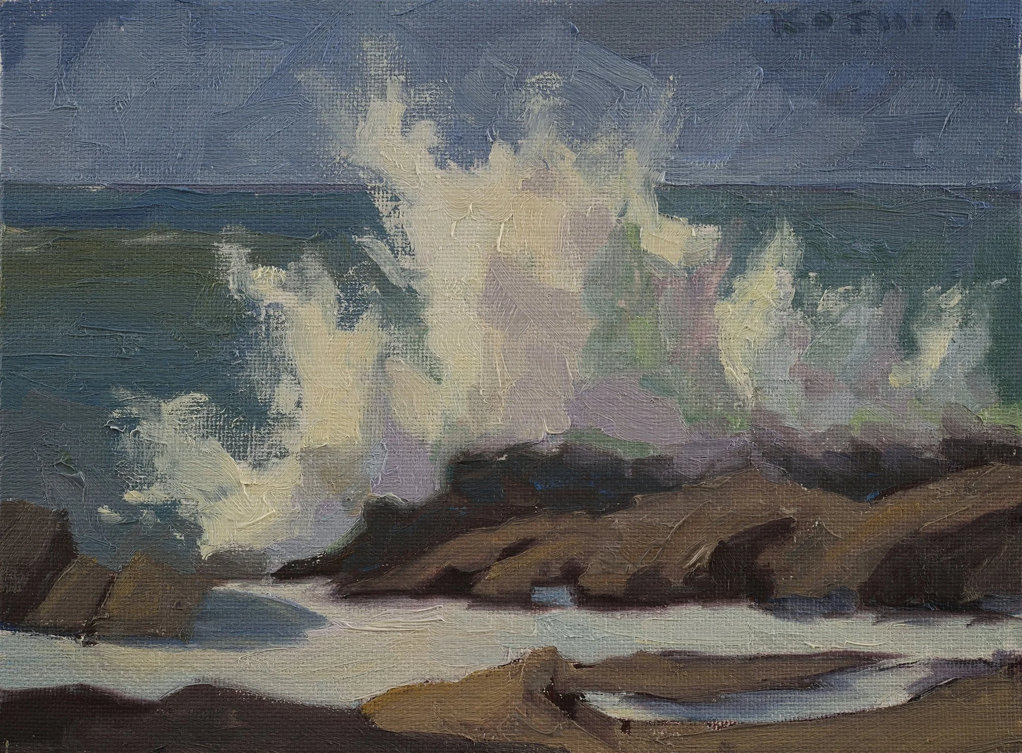 "Alan's Wave,"
Studio, 6x8, Oil