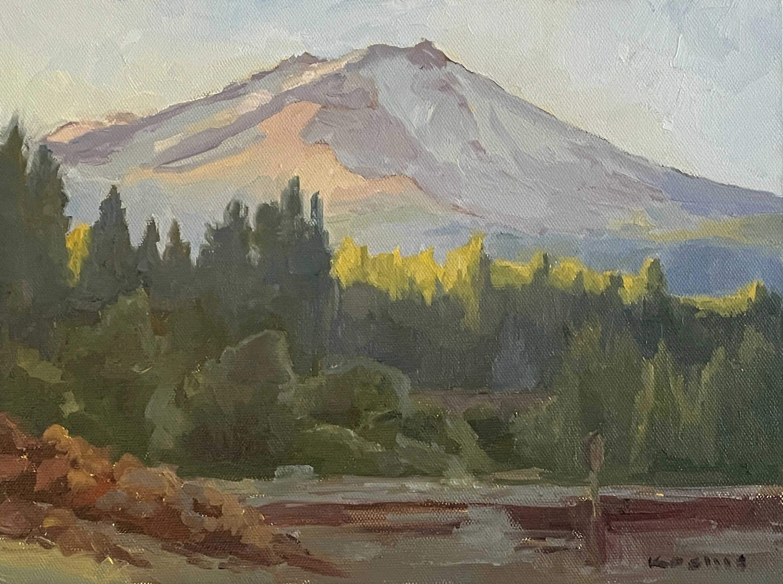 "Good Evening Mt. Shasta,"
Studio, 9x12, Oil