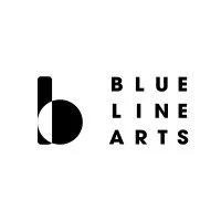 Logo for Blue Line Arts featuring a stylized black and white lowercase 'b' and the words 'BLUE LINE ARTS'.