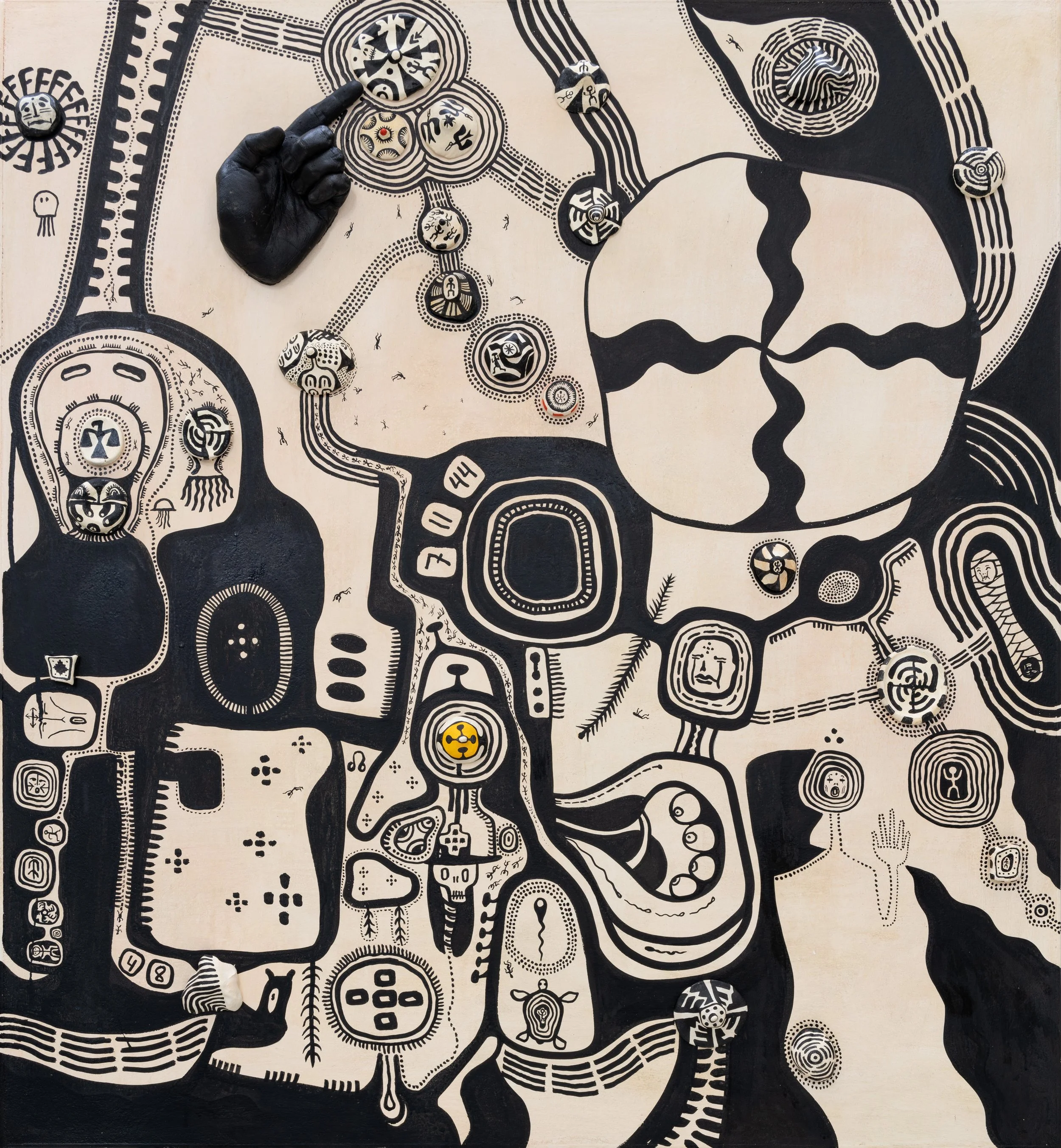 X_Tataj_Runaway Mind _ Uciekający Umysł 97x89x10cm 300dpi tusz, mixed media, tynk 2021.jpg