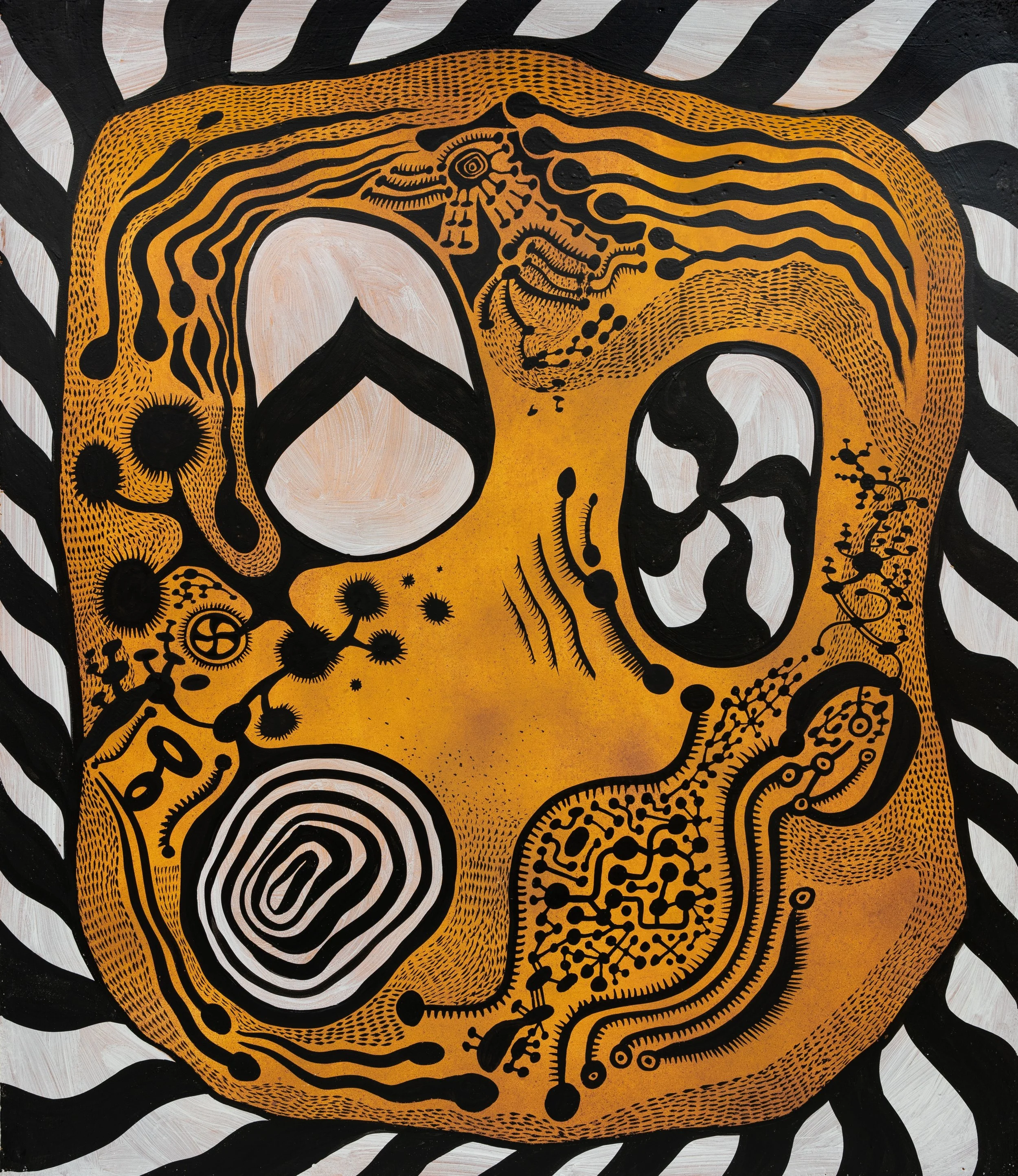 X_Konopka_MGZ_JJZ_Komórki_Cells_69x59,5cm_gwasz, akryl, pigment żelazowy, tynk, panel_2023.jpg