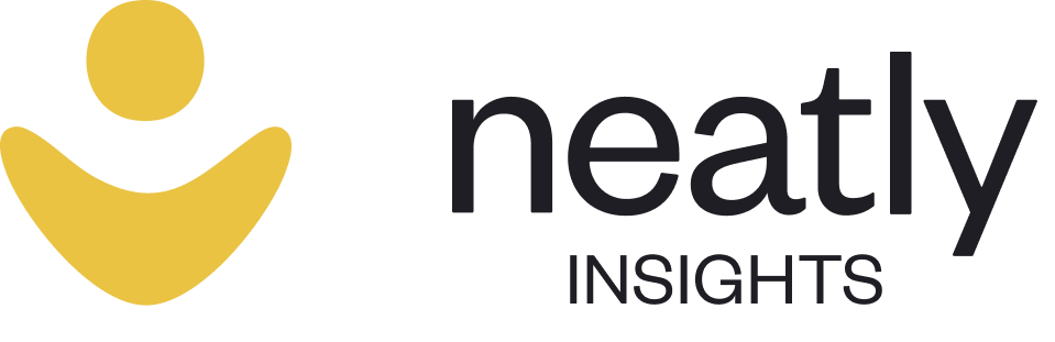 Neatly Insights logo with a stylized yellow figure and black text