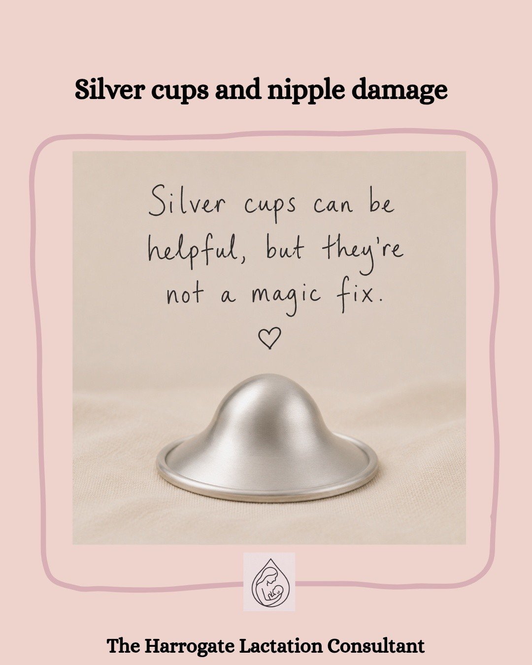 🩶 Silver cups for sore &amp; damaged nipples: helpful or not?

Silver nursing cups have become popular for nipple pain and damage

✨ Potential pros 
&bull; Silver has antimicrobial properties, which may help with healing properties
&bull; Provide a 