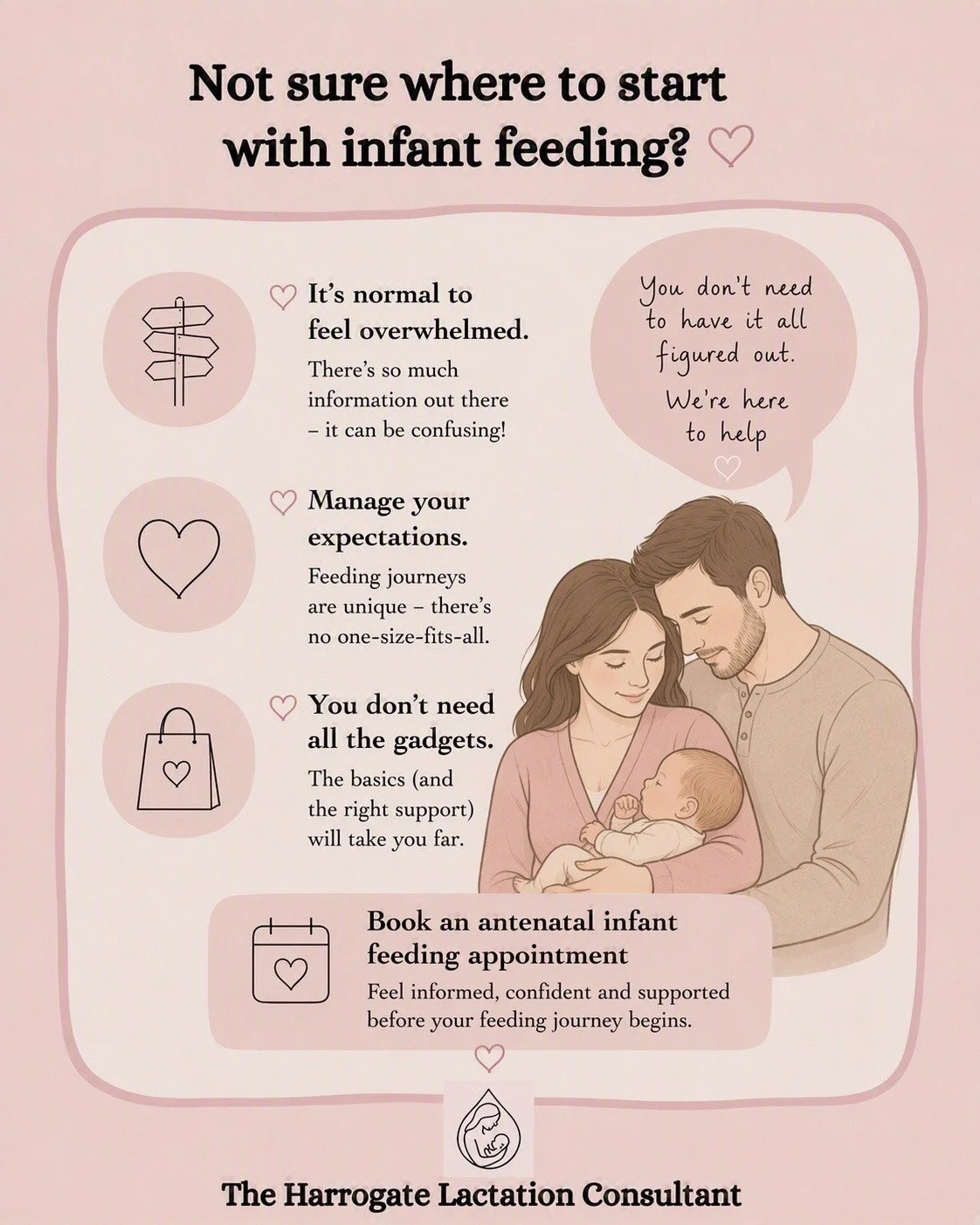 "Am I supposed to know all of this already?"

If you've found yourself Googling infant feeding at 2am and ending up more confused than when you started, take a deep breath.

You don't need to know everything. You don't need to buy everythin