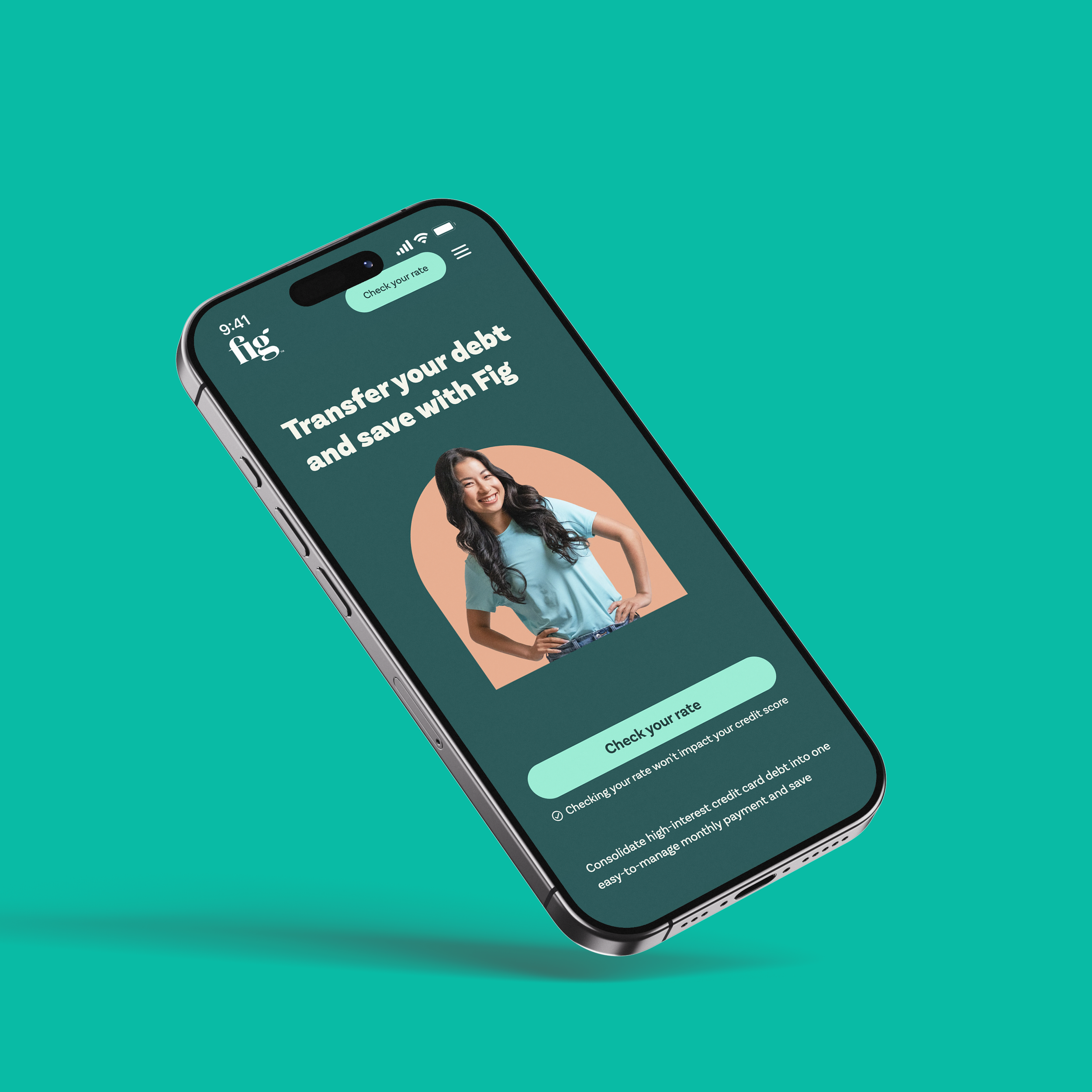 Home page of Fig Financial on a mobile device.