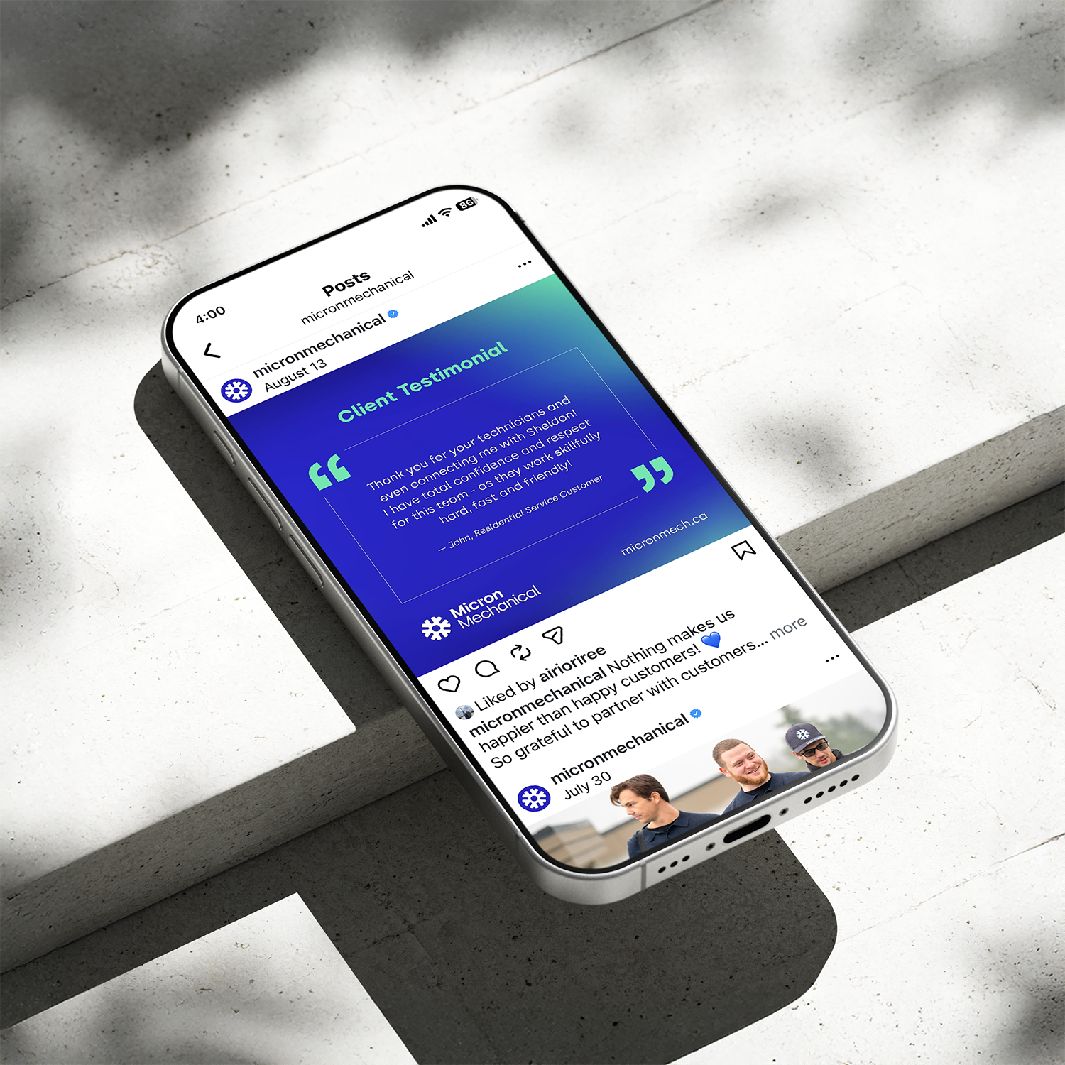 Sample social media post for Micron Mechanical.