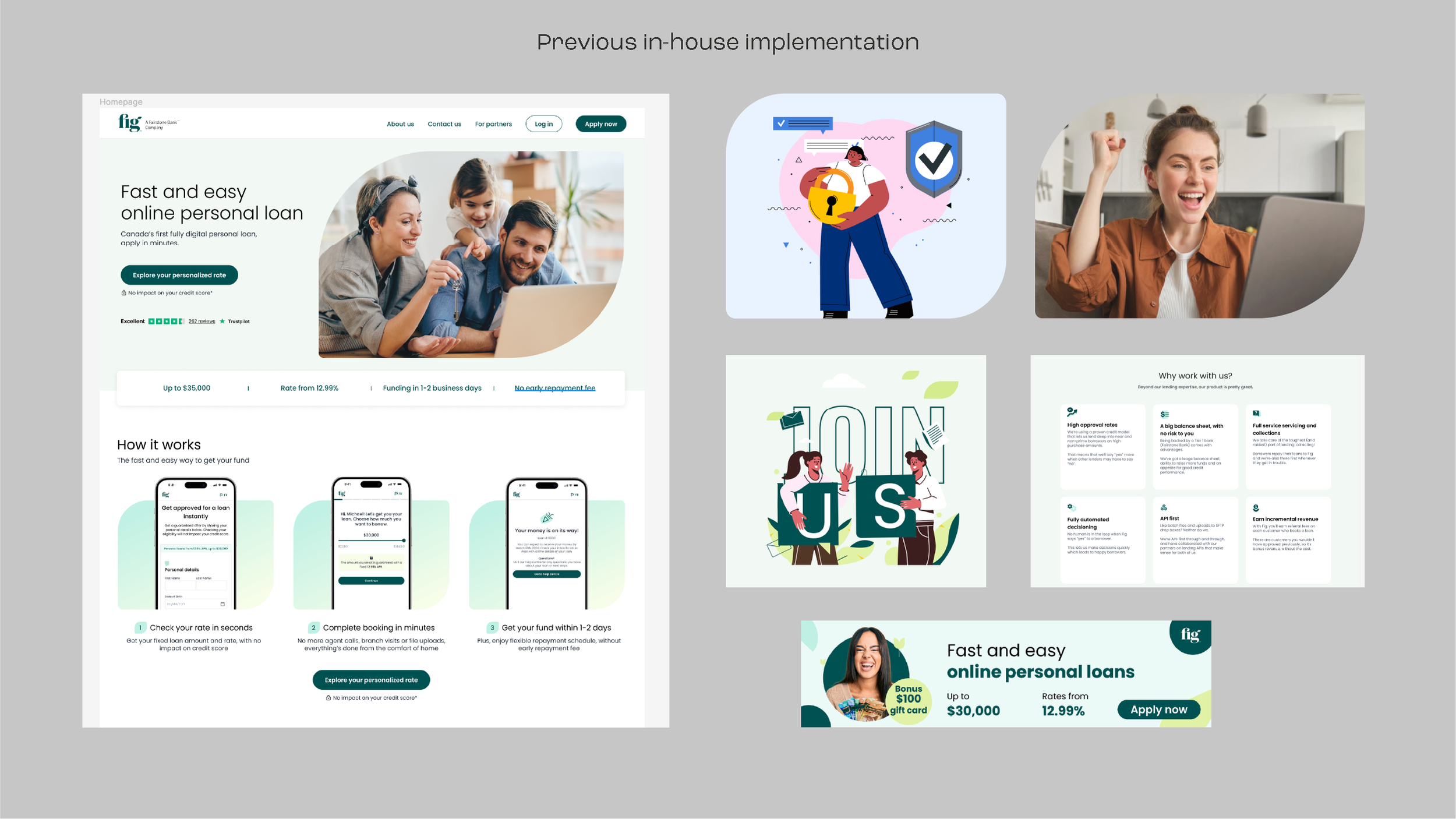 Images of Fig Financial website before their brand update.
