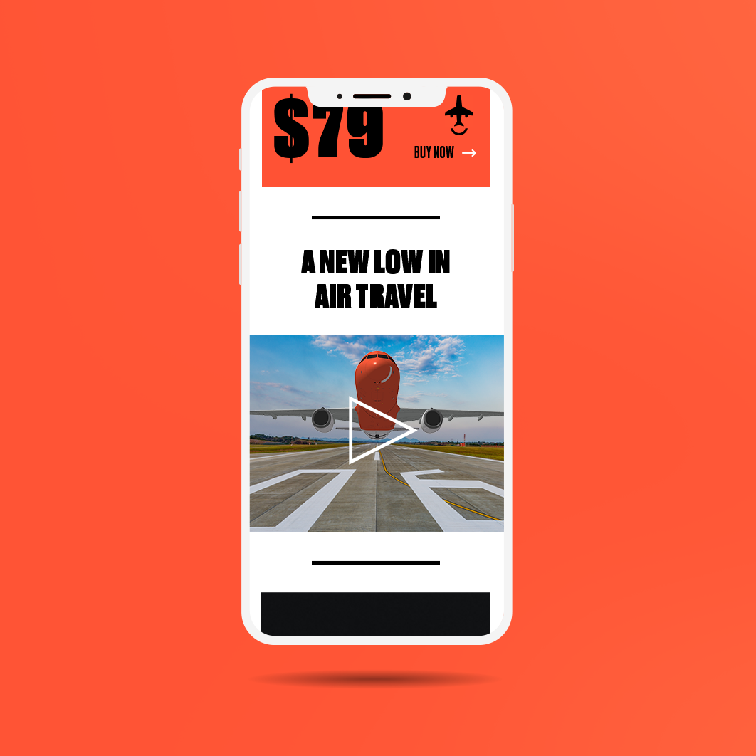 Advertising on a mobile phone for Canada Jetlines.