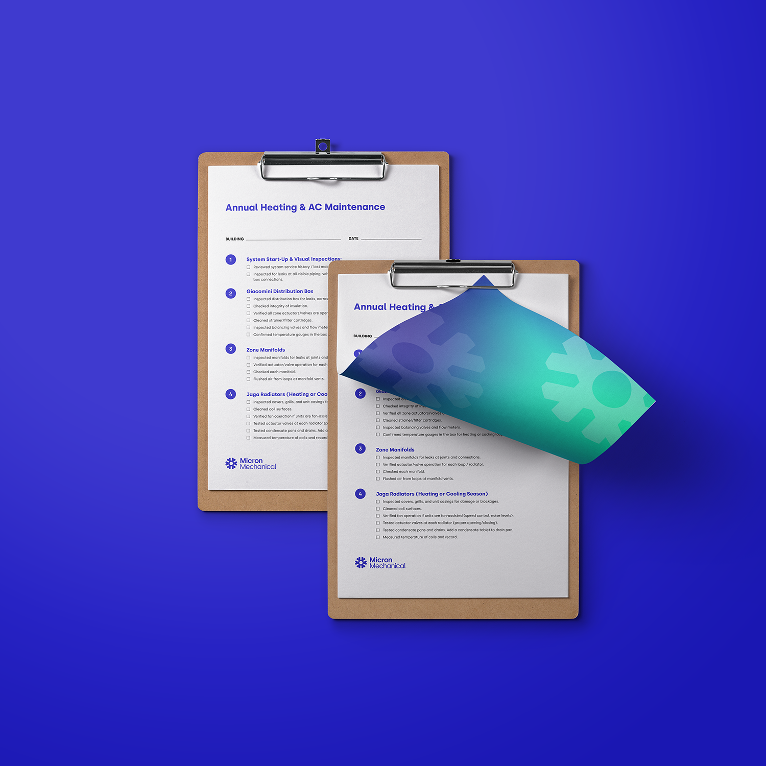 Brand identity application for Micron Mechanical.