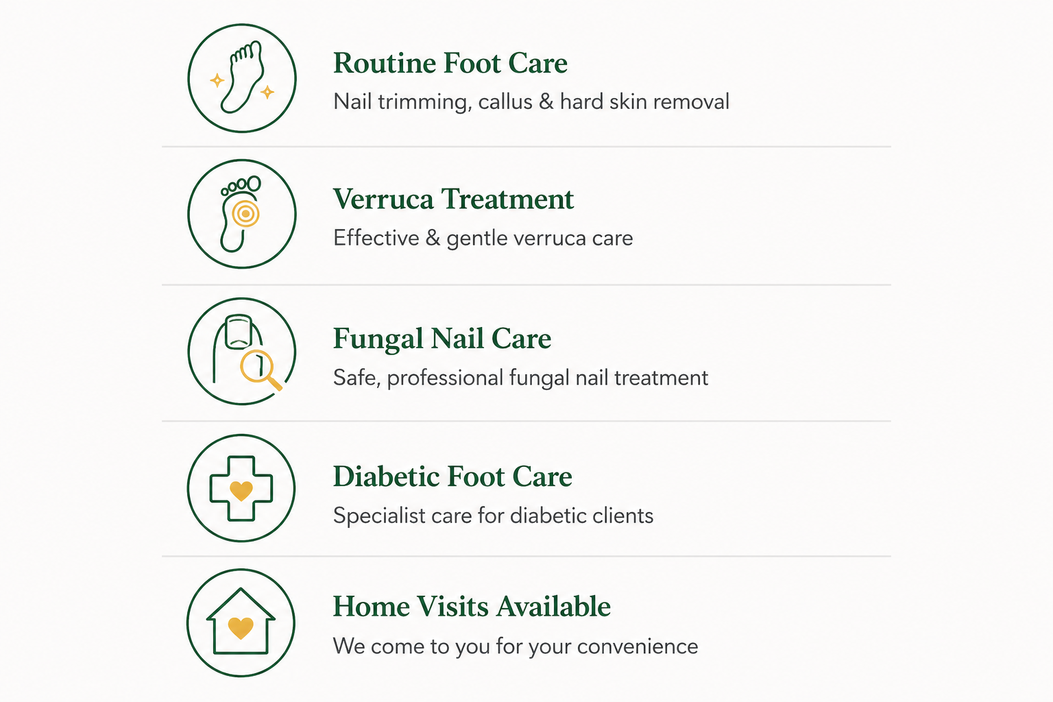 Foot care home visit service in Shifnal Wolverhampton Telford and Newport by a qualified foot care specialist