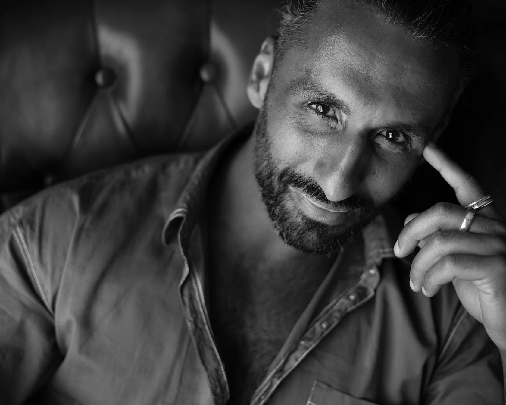 A black and white portrait a man