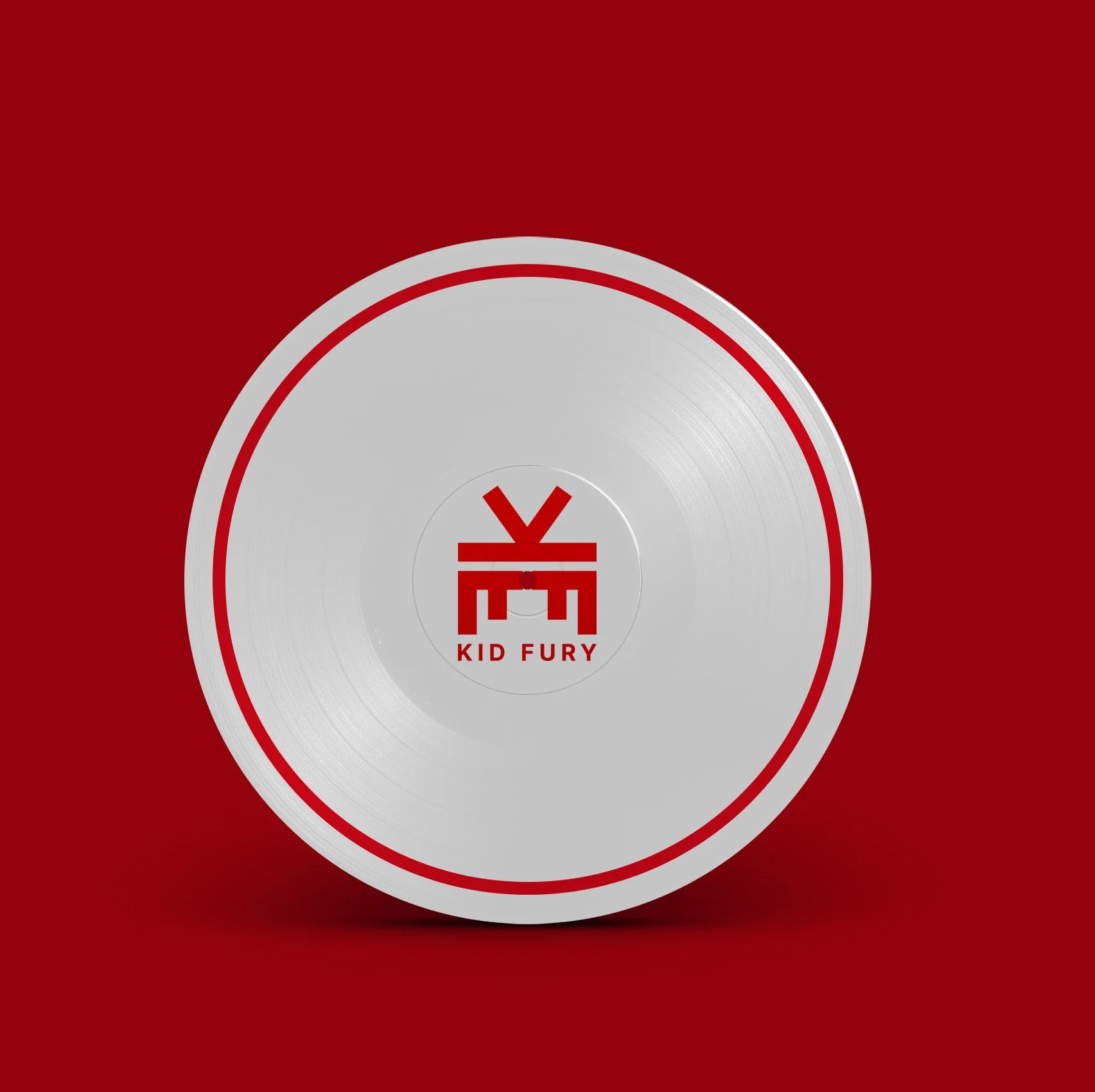 A silver CD with a red logo and the text "Kid Fury" on a red background.