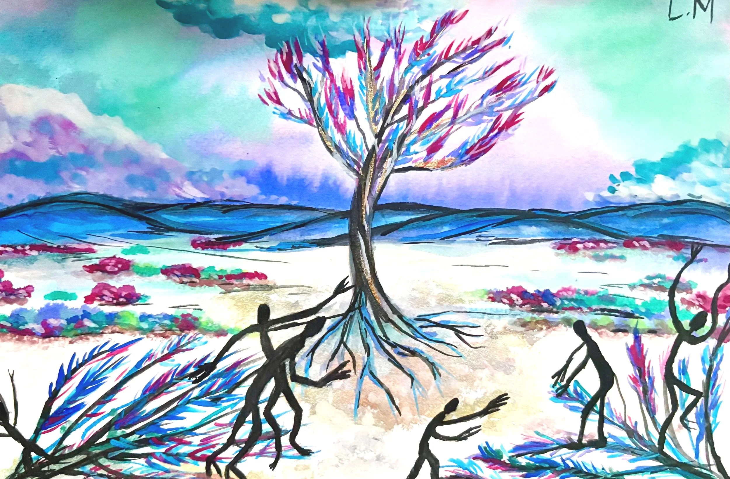 Folie ardente - Aquarelle sur papier