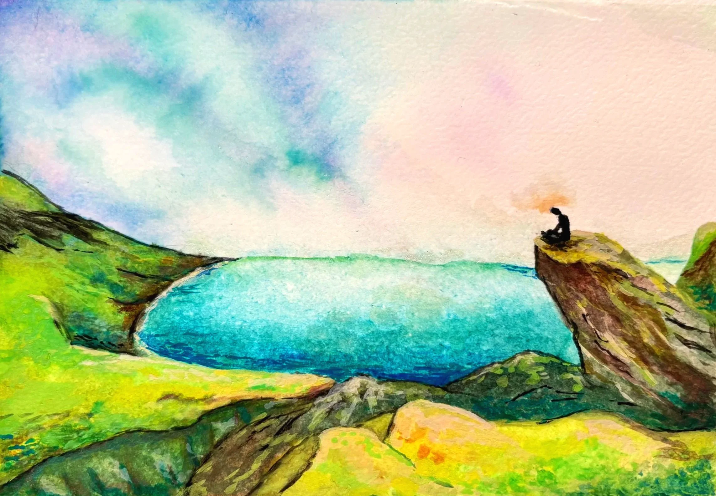 Le penseur - Aquarelle sur papier