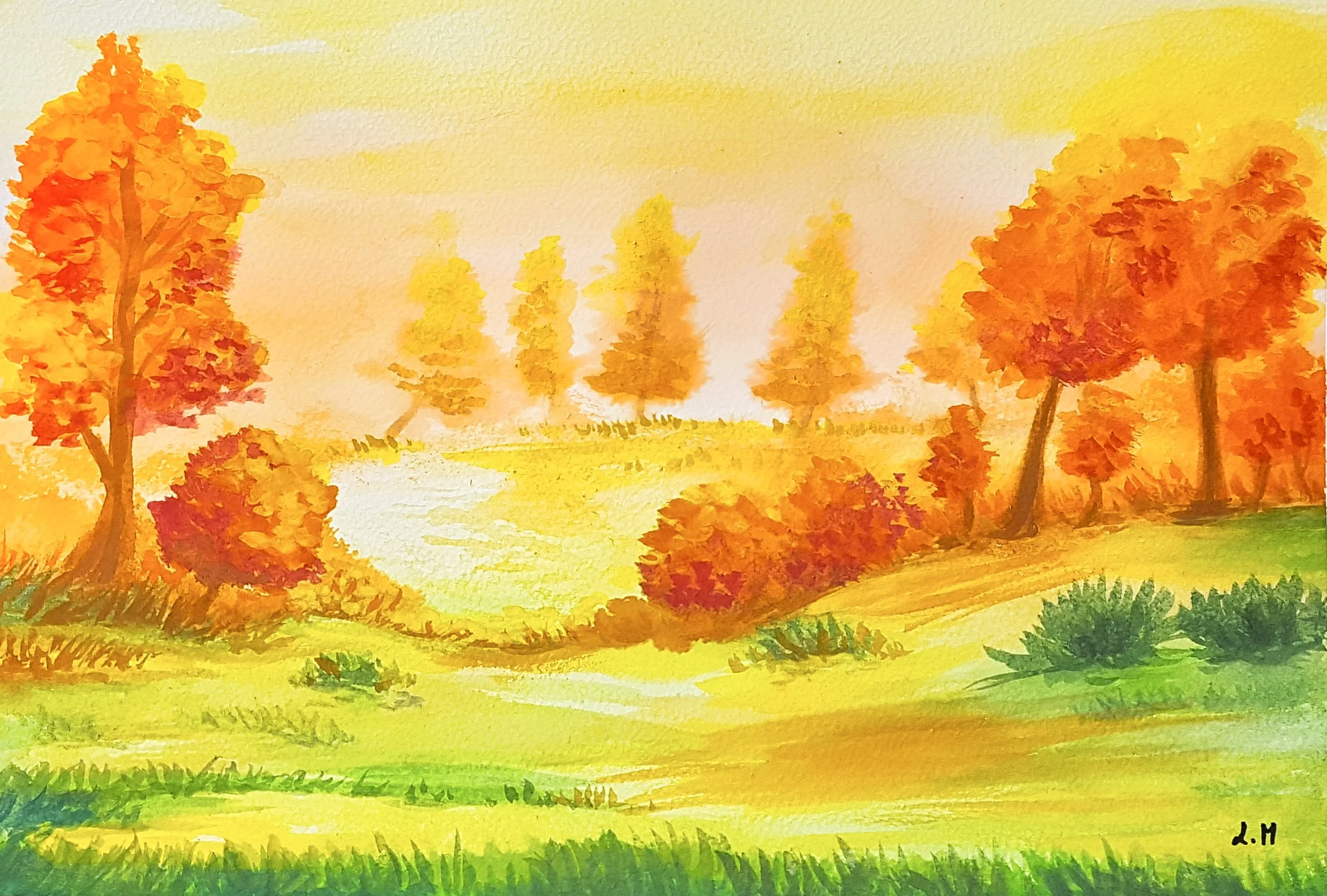 Douce automne - Aquarelle sur papier 