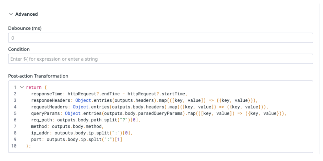 screenshot of post action transformation