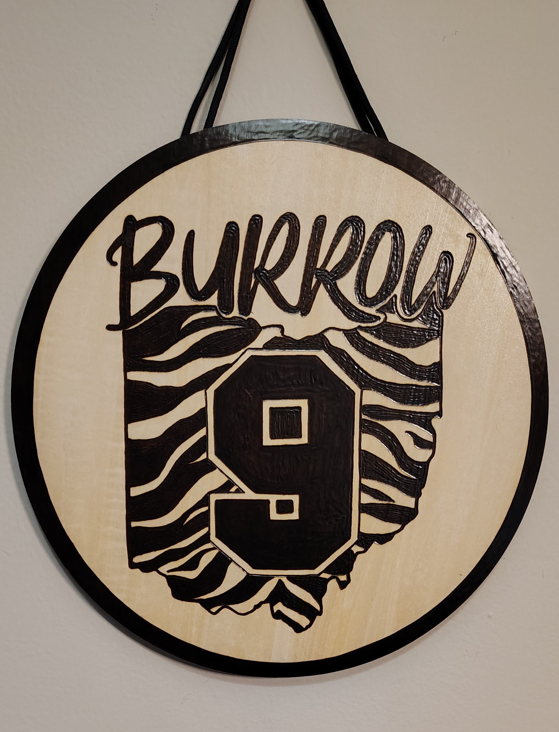 Custom Bengals Burrow Wood Burnt Sign